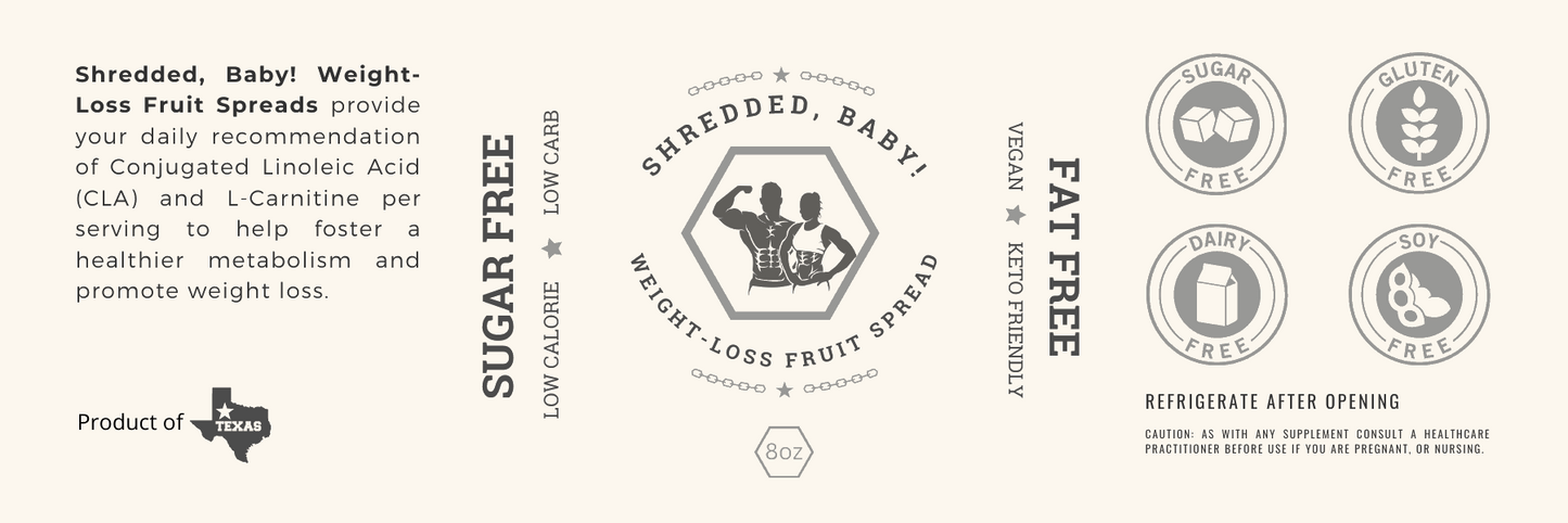 Shredded, Baby! Mixed Berry Weight-Loss Fruit Spread [8 Ounces]